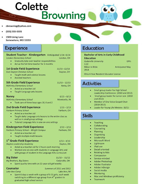 Sample resume for preschool teacher position